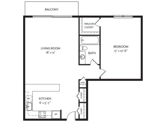 Taymil Andover Place 1 Bedroom 1 Bathroom A Floor Plan